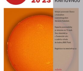 Veřejné pozorování Slunce s hvězdářem a astrofotografem Václavem Kubešem. Kapacita pozorovatelny je omezena na 15 osob. Sraz účastníků je v Soukenické ulici u zadního vchodu do budovy MěK Písek. Registrace na www.knih-pi.cz Astronomická pozorovatelna