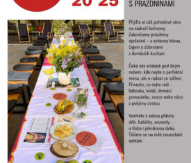 Přijďte si užít pohodové ráno na nádvoří knihovny. Přineste, co máte rádi – bábovku, koláč, domácí pomazánku, ovoce nebo něco z pekárny cestou. Vezměte s sebou přátele, děti, babičky, sousedy… a třeba i piknikovou deku. Těšíme se na milé sousedské setkání. Nádvoří knihovny 