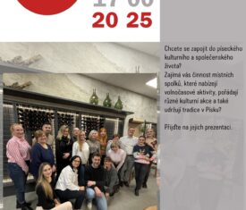 Od 10:00 a 17:00  Chcete se zapojit do píseckého kulturního a společenského života? Zajímá vás činnost místních spolků, které nabízejí volnočasové aktivity, pořádají různé kulturní akce a také udržují tradice v Písku? Přijďte na jejich prezentaci. / sál 