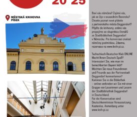 Baví vás němčina? Zajímá vás, jak se žije v sousedním Bavorsku? Chcete poznat nové přátele z partnerského města Deggendorf? Přijďte do knihovny, online vás propojíme se skupinkou čtenářů ze Stadtbibliothek Deggendorf v Německu. Pro konverzaci znalost němčiny podmínkou.Zdarma. / studovna 2. patro