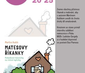 Zveme všechny příznivce říkanek a malování, aby s autorem Martinem Kašíkem uvedli do života druhý díl omalovánek. Kmotrem se stane primář interního oddělení nemocnice v Písku MUDr. Ladislav Gergely a o hudební doprovod se postará Duo Pianosa. / dětské oddělení 